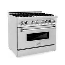 ZLINE Kitchen and Bath ZLINE 36" 4.6 cu. ft. Dual Fuel Range with Gas Stove and Electric Oven in Stainless Steel and DuraSnow Door (RA-SN-36)
