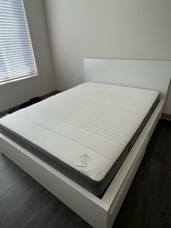 Ikea High bed frame/2 storage boxes, white, Queen , mattress is not included ( but it is also for sale)