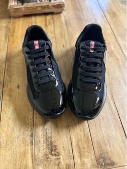 Prada America's Cup  Black Patent Leather Mesh Sneakers Men's US 11/ EU 45