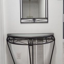 2 - Piece Metal Set Console Table With Wall Mirror