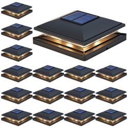 $120 Value 16pc Solar Post Cap Lights With 2 Mode Warm & Cool Light