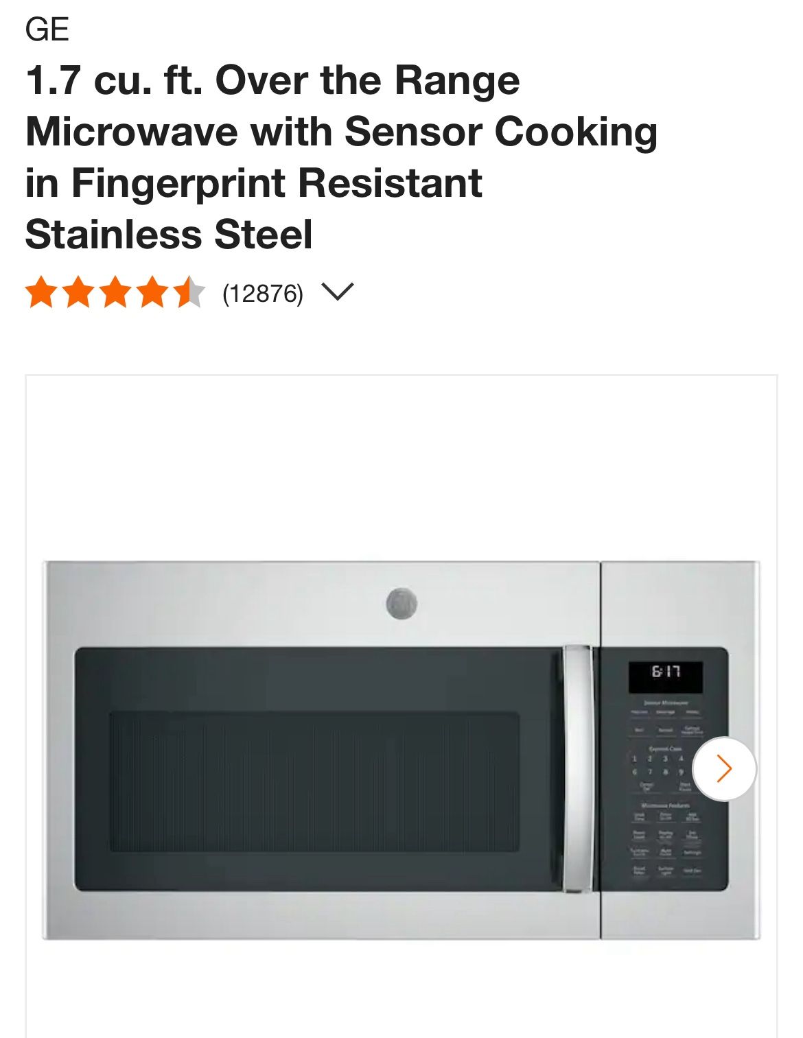 Brand New Over Range GE Microwave