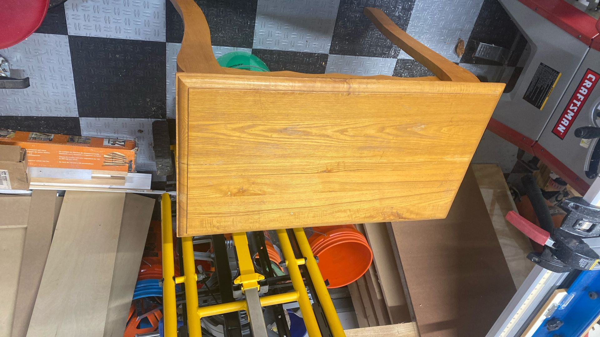 Wooden writing Table, Wooden Chair, Weighing Scale And Iron