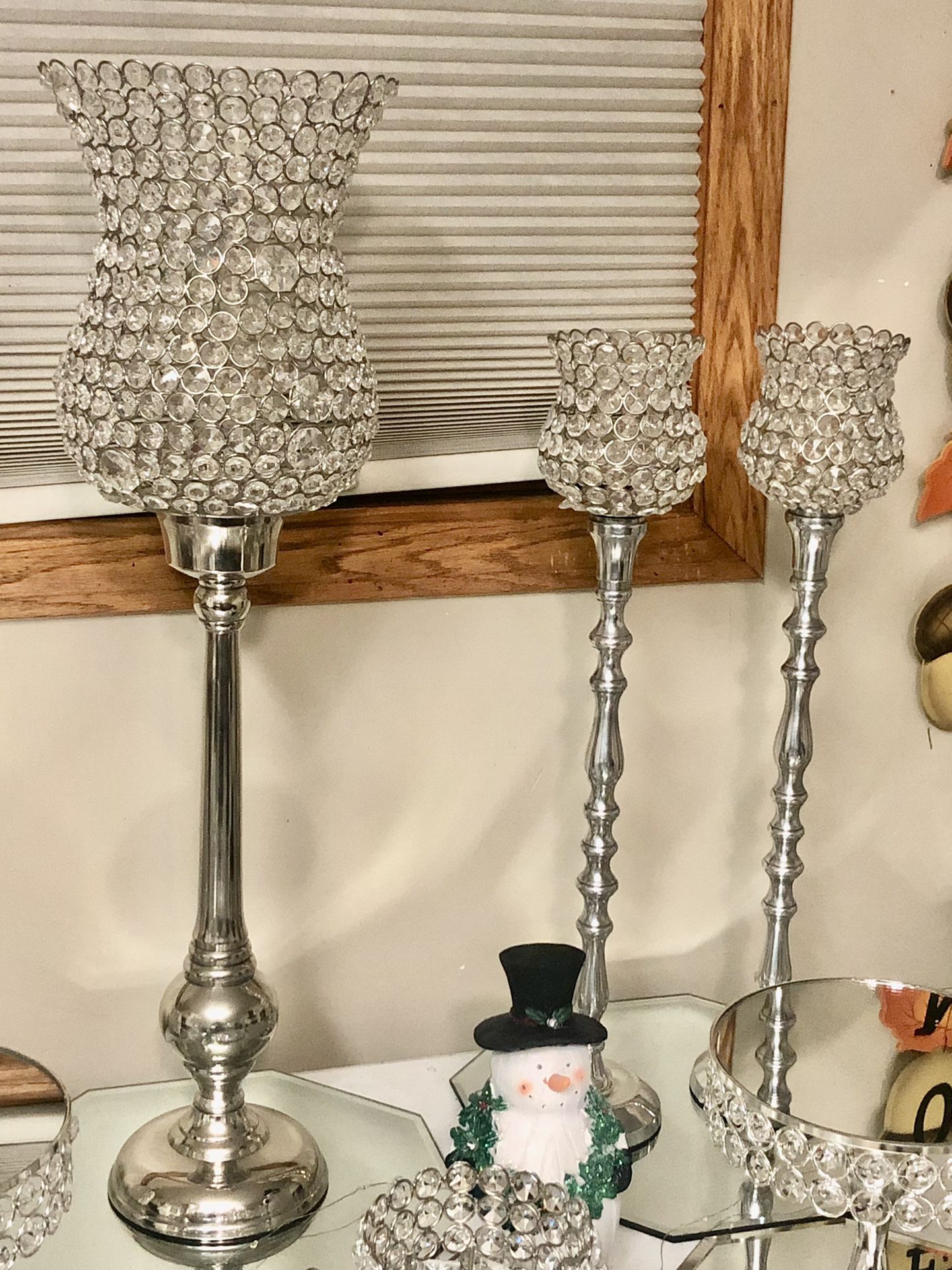 Tall Floor Silver Crystal Candle Holders *starting at $35