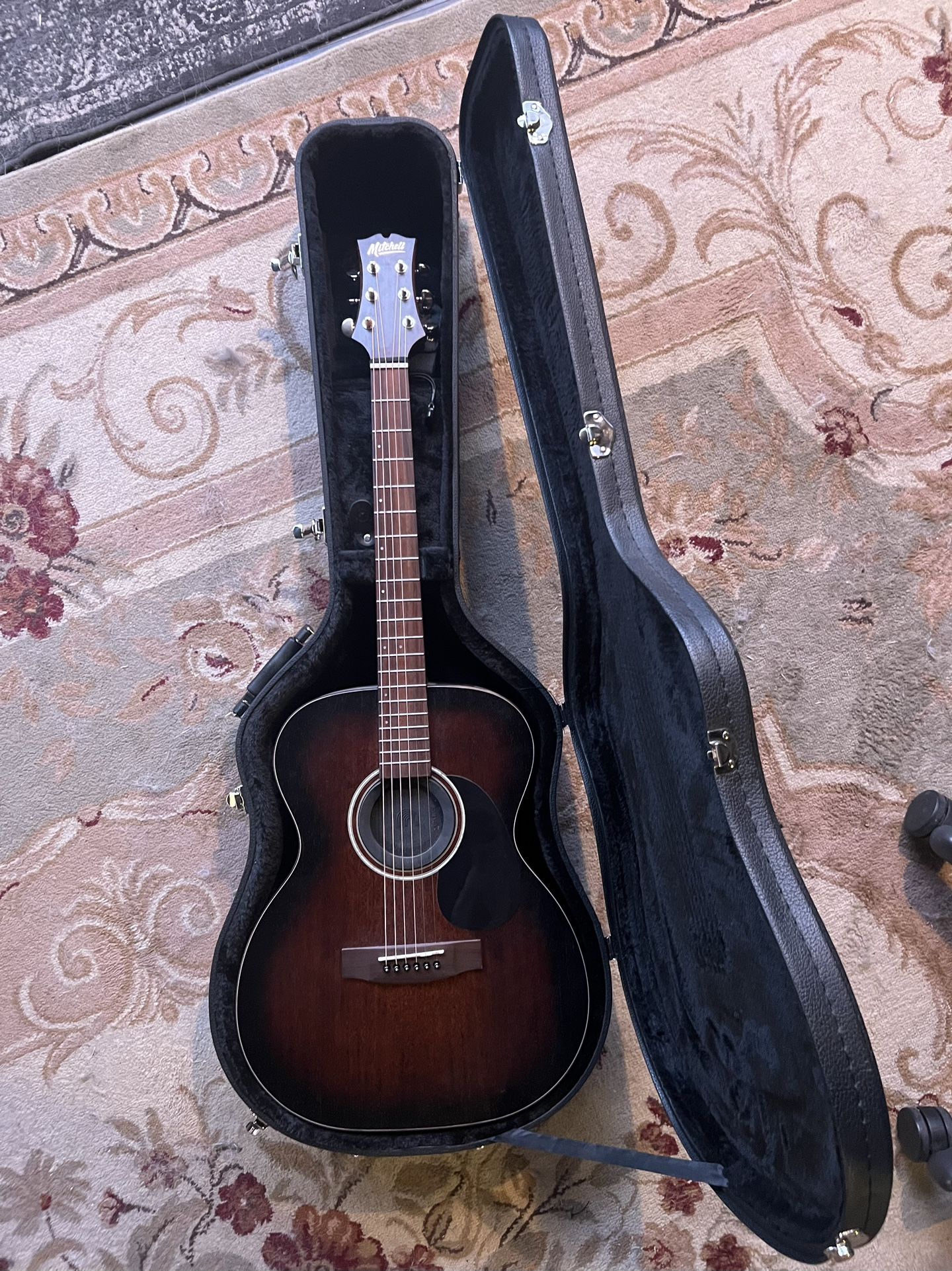 MITCHELL T333E-BST Acoustic Electric Guitar w/ Hardcase + Porthole and Strap