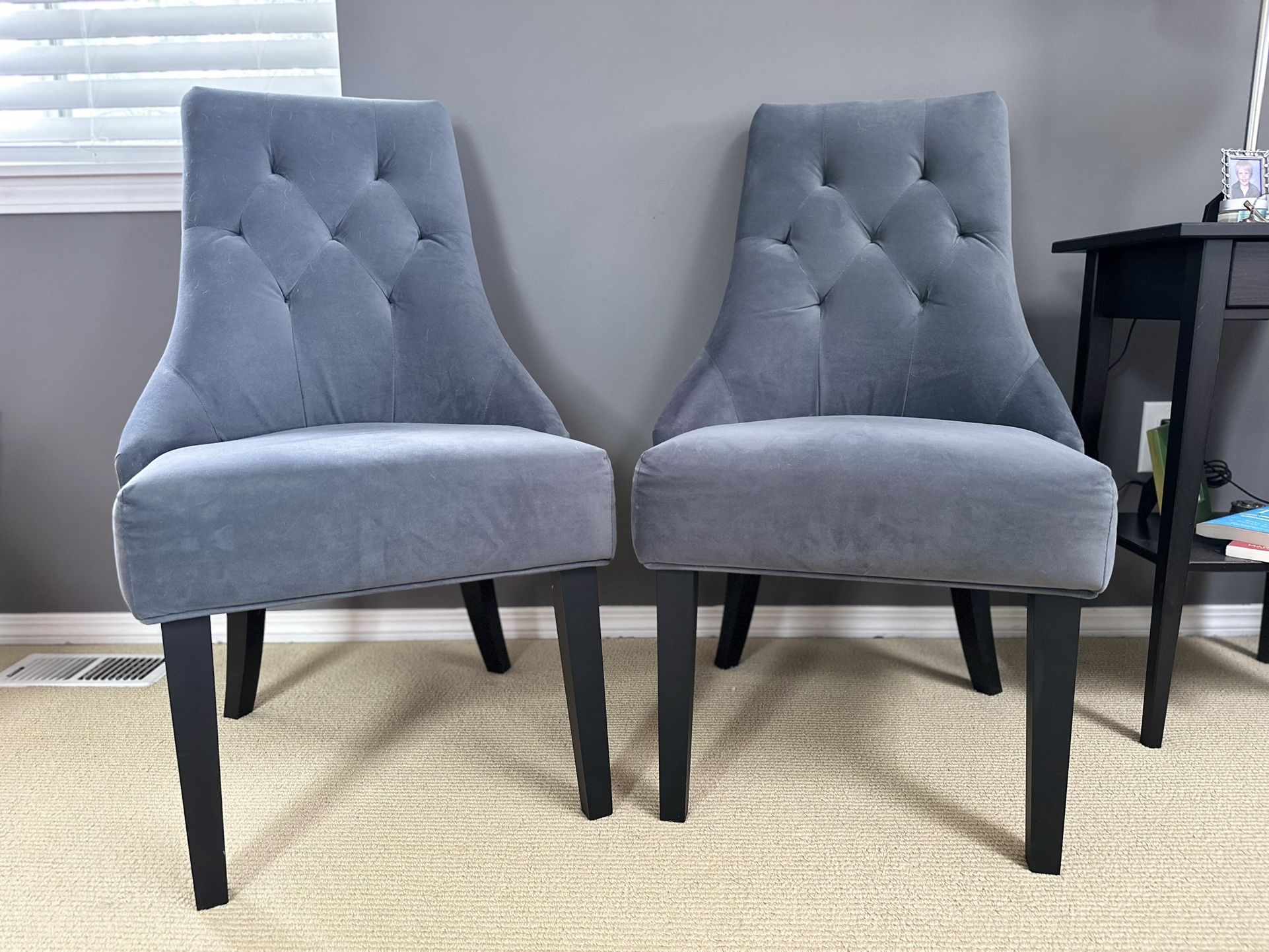 Like New Slate Blue-Gray World Market Dining Room Chairs
