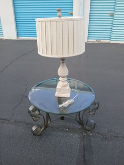 Glass End Table & Lamp