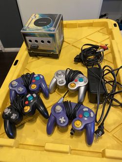 GameCube With Cables And Four Controllers 