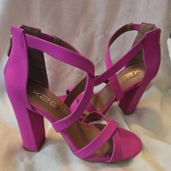 X2B Bright Pink Strappy Heels
