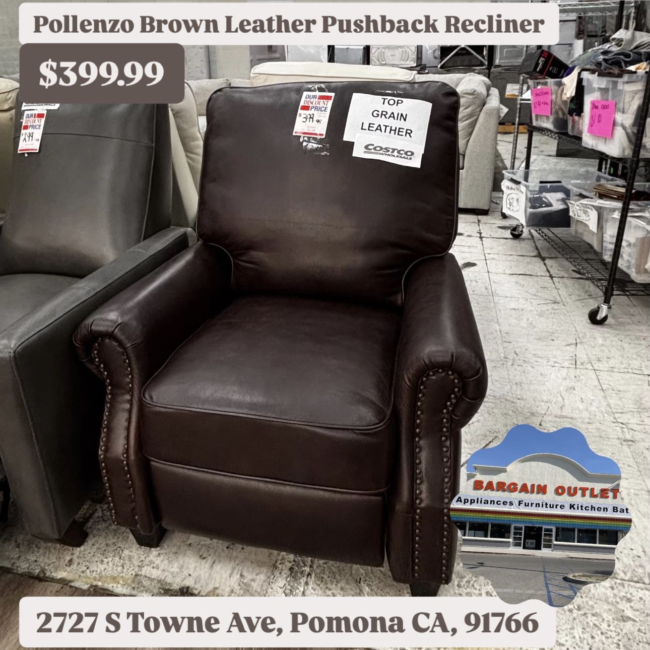 Pollenzo Brown Pushback Recliner