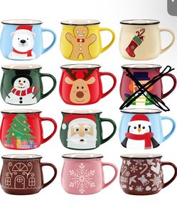 Boao 11 Pieces Christmas Mugs Set, 12 oz Christmas Coffee Mugs Gifts for Hot Cocoa Ceramic Holiday Mugs Bar Coffee Milk Tea Decoration Christmas for W
