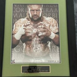 WWE TRIPLE H AUTOGRAPH, PROFESSIONALLY FRAMED , WITH JSA COA LETTER OF AUTHENTICATION.   