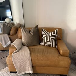 Modern Cognac Top-Grain Leather Club Chair $795 OBO