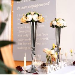 Silver Trumpet Vases