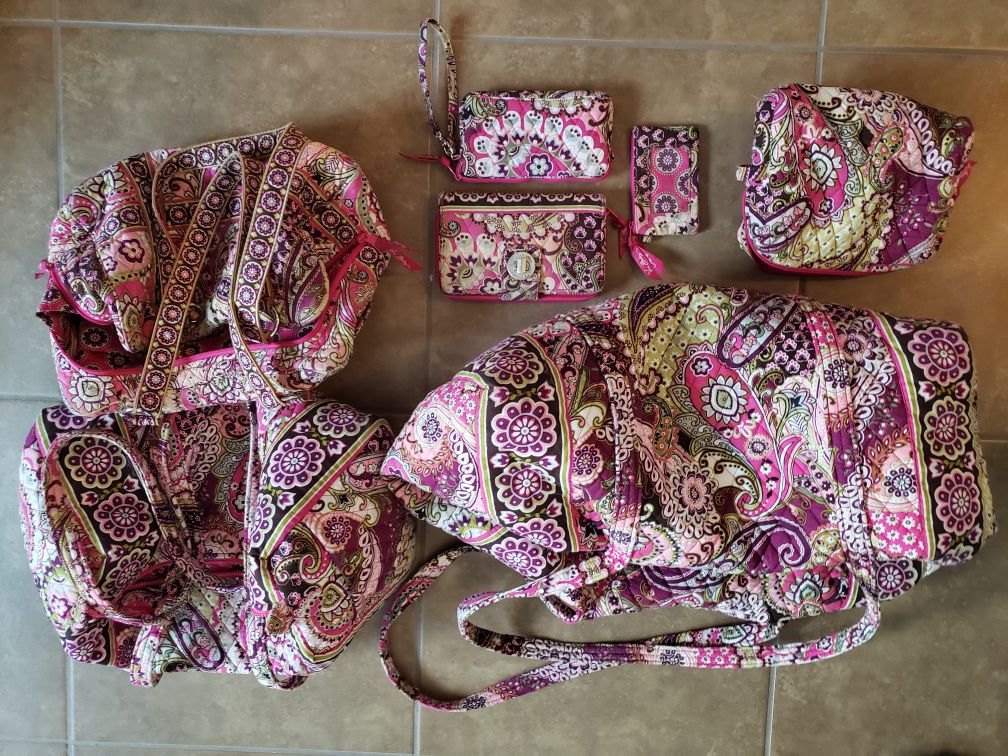 Vera Bradley "Pink Paisley" set, Luggage, purse, accessory bags!