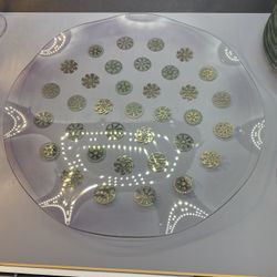 Vintage Dorothy Thorpe Glama Glass Atomic Starburst Tray Gold Turquoise. 