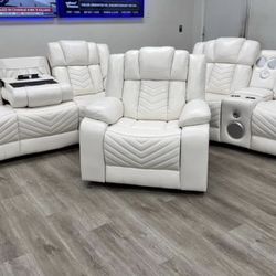 WHITE LEATHER sofa & loveseat 🤍🤍🖤🖤