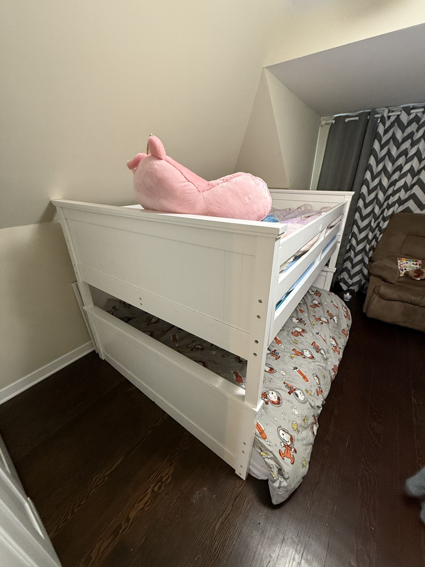 Solid Wood- Full On Full Loft Bunk Bed w Stairs