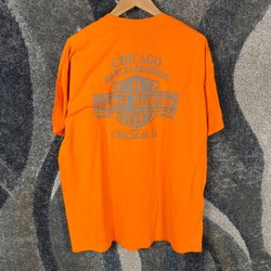 Harley-Davidson Chicago Dealer T-Shirt Mens XL Orange Biker