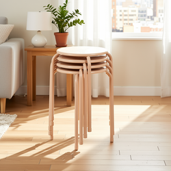 Homy Casa Lemon 4PC Metal Stackable Stool Morandi Pink Folding Eiffel Tower Perforated Seat