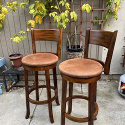 Wooden Swivel High Chairs/bar Stools 