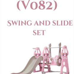 4 in 1 Indoor Toddlers Pink Climber Slide BasketBall Hoop and Long Slide Swing and Slide Set (V082)