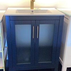 28” Bathroom Vanity Cabinet Solid Wood Porcelain Top Ready For Pick Up 