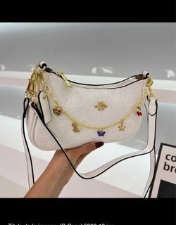 Coach Signature Embossed White Shoulder Bag