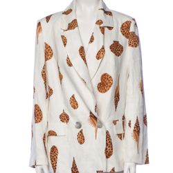 FARM RIO women’s  Leopard Shell Blazer 100% linen size S