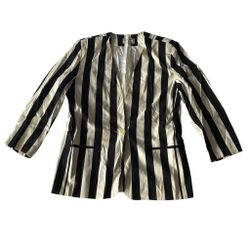 ALFRED DUNNER Womens Size 12 Black and Off White Striped Jacket. Perfect for BEETLEJUICE!  Good pre-owned condition. There are some signs of wear and 