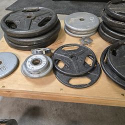 2 X Barbell, 1 EZ Bar And Dumbell Set With Weights