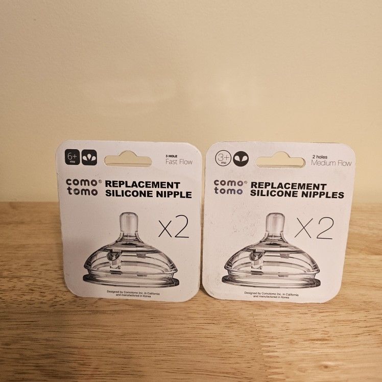 Comotomo Replacement Silicone Nipples. Medium and Fast Flow