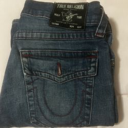 True Religion Dark Wash Horseshoe Pocket Jeans size 32