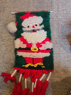 Handmade Santa Claus Yarn Wall Hanging