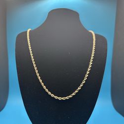 Real Rope Chain 14k Gold Plated 3mm 24”