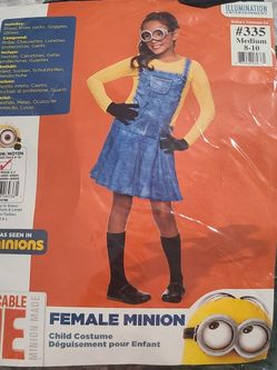 Girl Minion Dress With GLOVE Medium Size 8-10