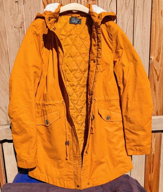 Love Tree Medium Burnt Orange Parka Jacket w/Removable Faux Fur Hoodie