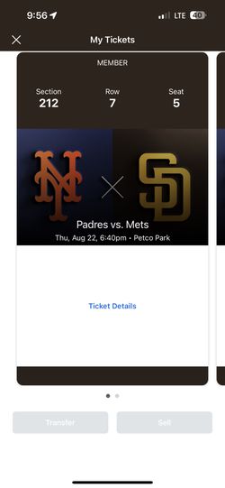 Mets Vs Padres Friday 8/23 2 Tickets $100
