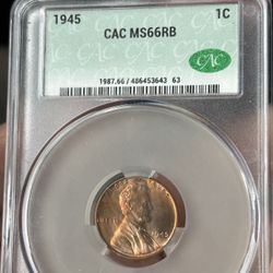 1945 MS66RD Lincoln Wheat Penny CACg