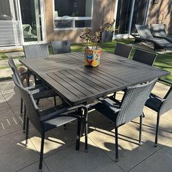 Square Patio Table with 8 chairs
