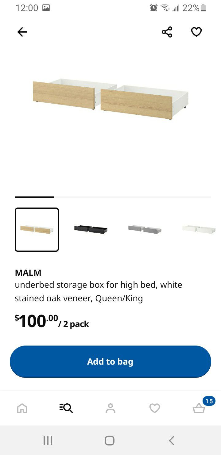 Ikea Malm Under Bed Drawers Queen King 