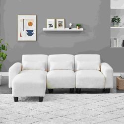84.60 inches long,Corduroy Sofa fabric, with 3 Matching Toss Pillows and 3 Seater Couch for Modern Living Room