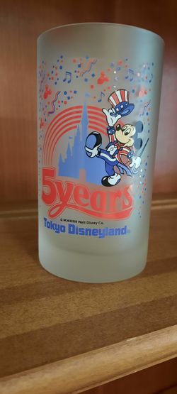 Tokyo Disneyland 5th Anniversary Frosted Glass Featuring Mickey Mouse