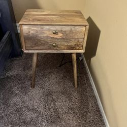 two wood nightstands 
