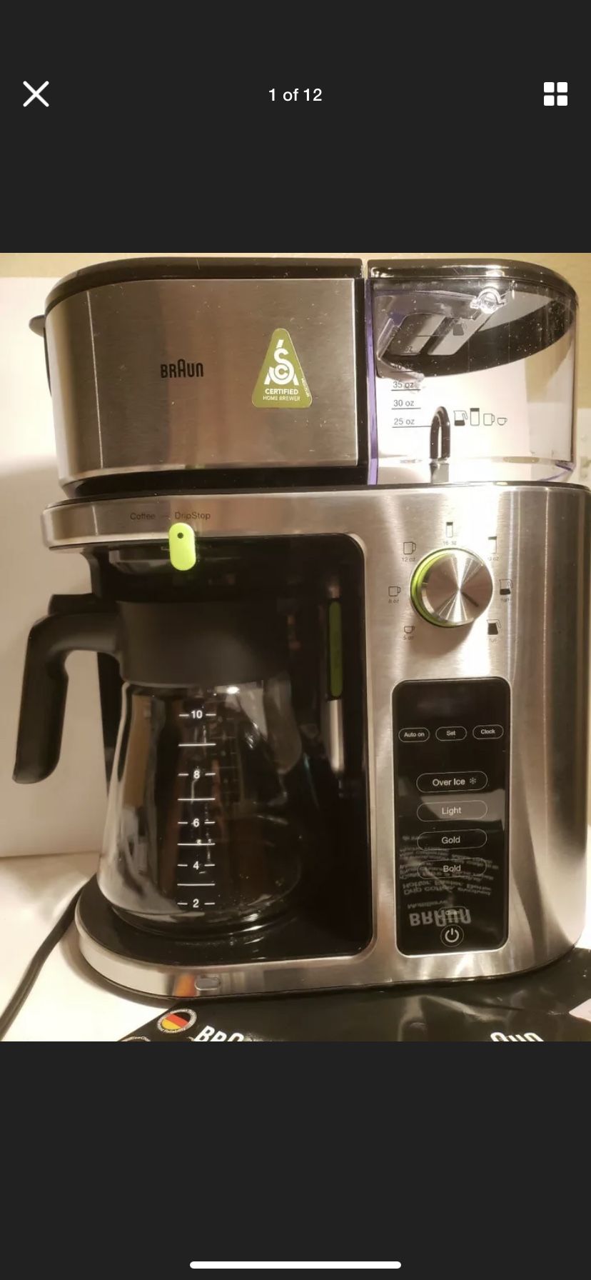 New Braun Multiserve SCA Certified Drip Coffee Maker - Stainless (KF9070SI)