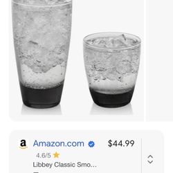 Brand New 16 Piece Smoked Glass Tumbler Set