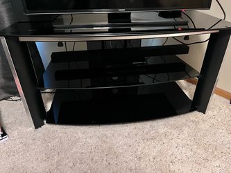 3-Tier Black Glass TV Stand