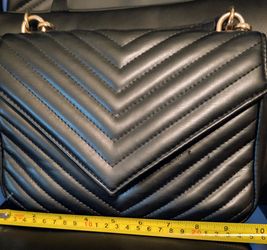 Black Button/Snap Close Crossbody Black Purse -  9.5" x 10" x 2.5"