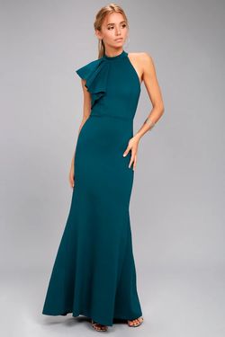 NWT Margaux Teal Blue One-Shoulder Maxi Dress Women’s Size Small