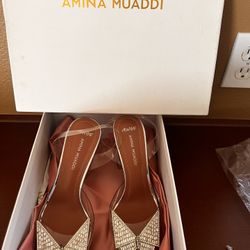 Amina Muaddi Sling Back Heel Size 10